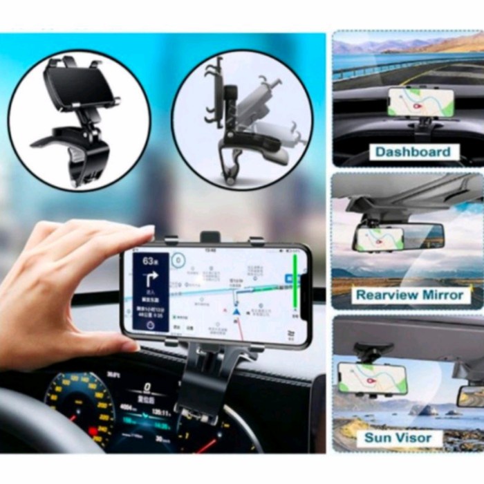 HOLDER CAR SPION &amp; DASHBOARD HD-35 / Phone Holder Mobil hd35 4 in 1 Dudukan hp universal Original untuk pemasangan di dashboard sunvisor rearview kaca belakang