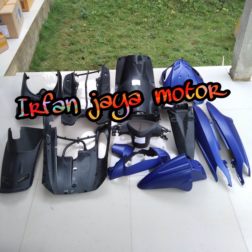 Cover body full halus kasar Yamaha Mio Sporty biru doff