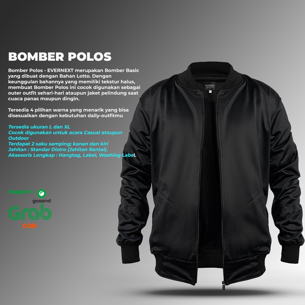Jaket jacket jeket bomber boomber pria cowok polos distro original murah size l xl warna hitam navy 