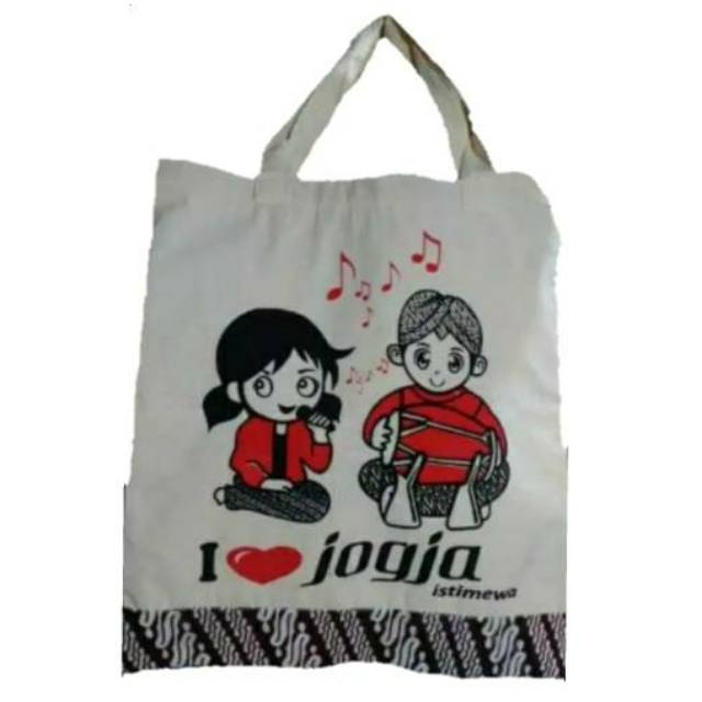 (BISA COD) TAS TOTE BAG JOGJA VARIASI BATIK UKURAN 35x25 cm SOUVENIR JOGJA UNTUK PRIA WANITA