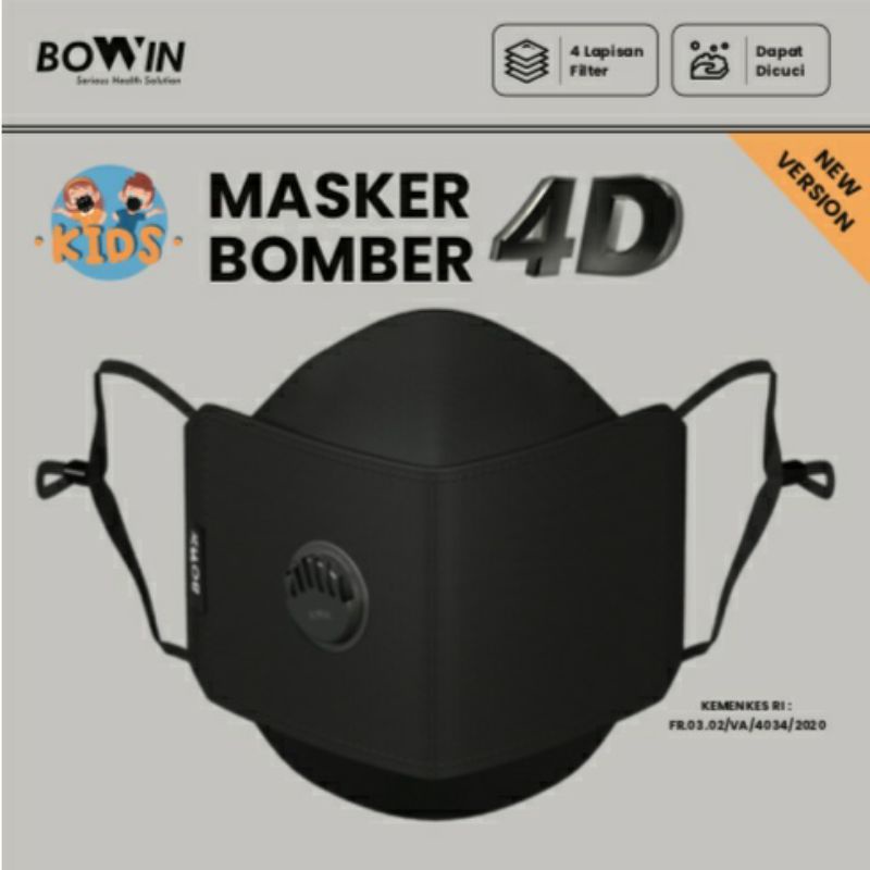 BOWIN Masker Bomber -2x Anti Bakteri &amp; Percikan (Masker Kain 4 Lapisan)