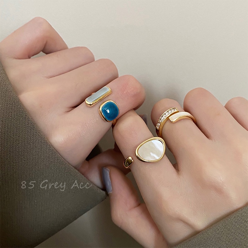 Cincin Batu Opal Moonstone Bentuk Persegi Tidak Teratur Untuk Wanita