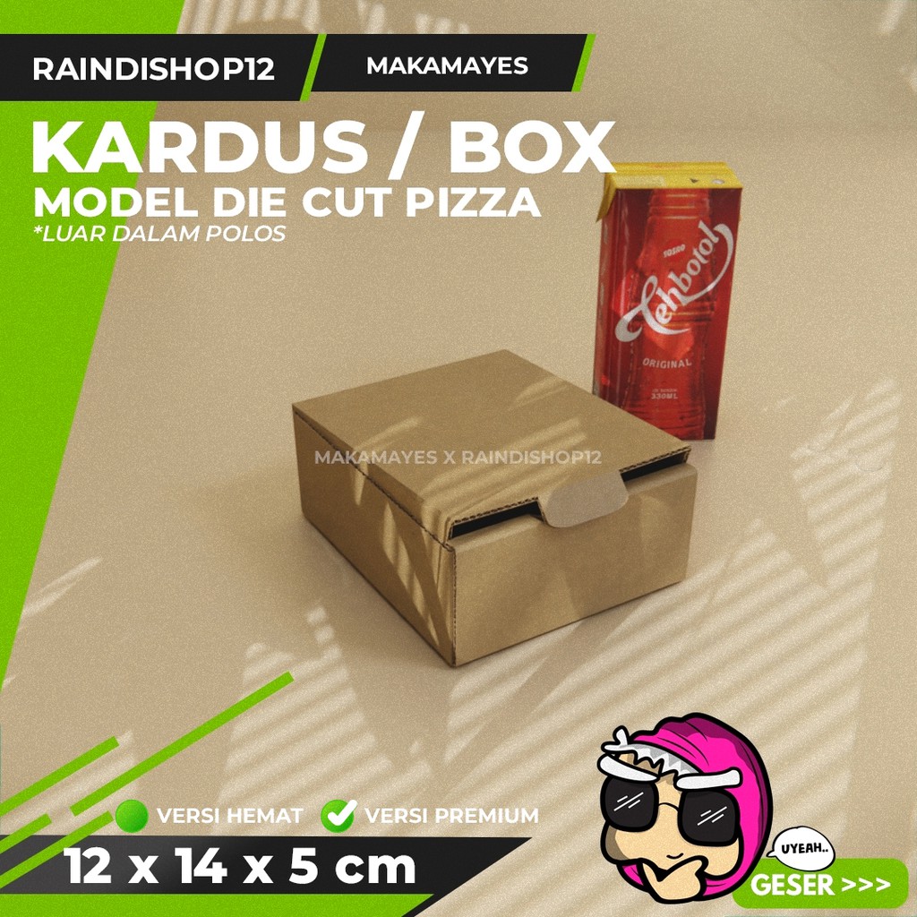 

(MIN 5 PCS) BOX 12 X 14 X 5 CM KARDUS DIE CUT PIZZA KEMASAN PACKAGING KADO