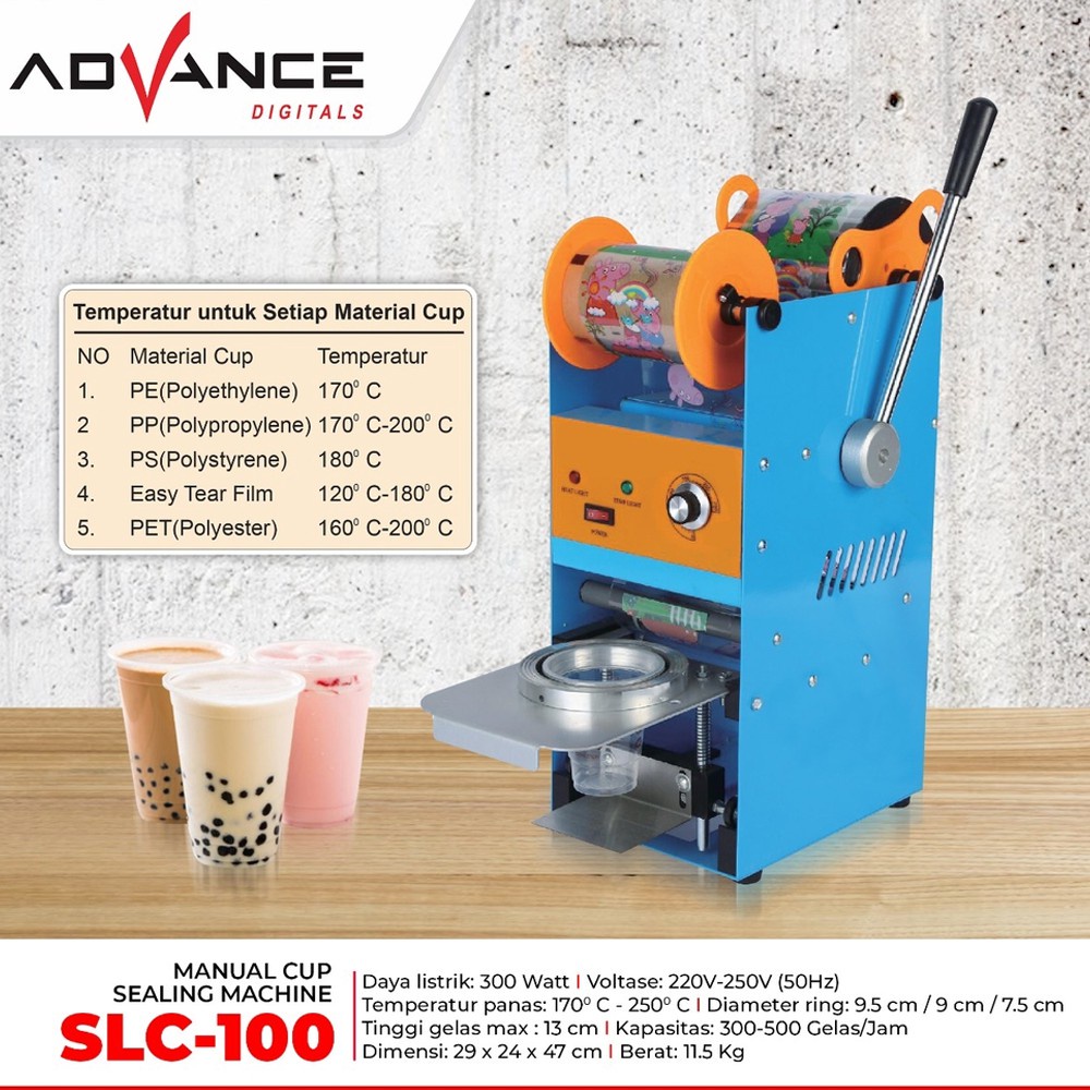 Advance Manual Cup Sealer Mesin Press Gelas SLC-100 GOJEK GRAB