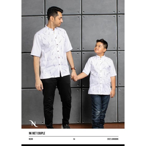 BAJU KOKO NIZAR BORDIR PREMIUM COUPLE DEWASA & ANAK FASHION MUSLIM PRIA (NK MET COUPLE)