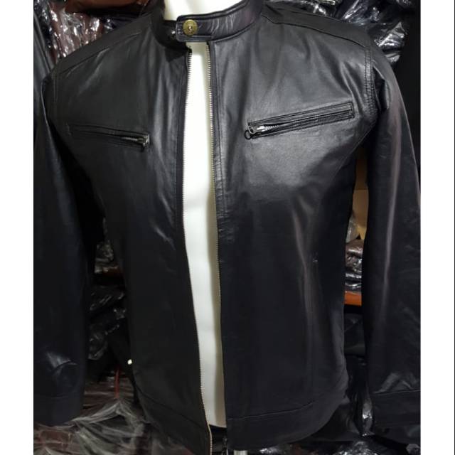 Jaket Kulit Pria Model Sulam Kulit Asli Domba Original