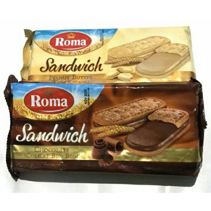 

Biskuit Roma sandwich rasa cokelat dan kacang