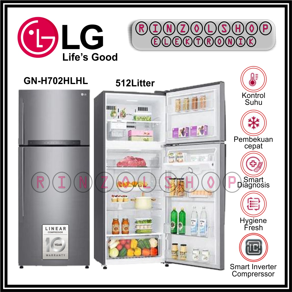 KULKAS LG GN-H702HLHL SMART INVERTER THINQ GNH702HLHL