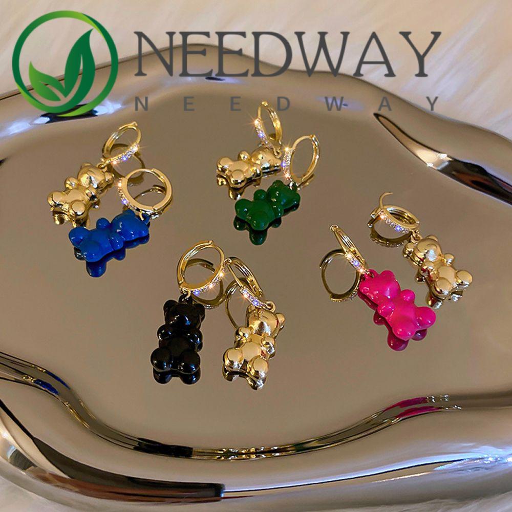 Anting Bentuk Kartun Beruang Bahan Alloy Untuk Wanita