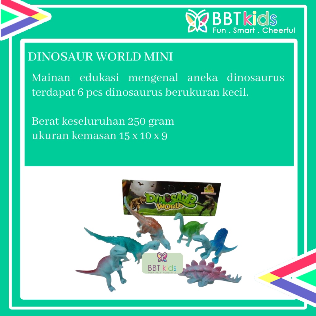 MAINAN DINOSAURUS MINI KARET 6 PCS DUNIA DINOSAUR WORLD ALAM BEBAS