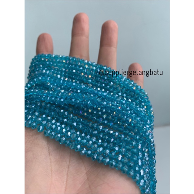 Crystal Ceko 4mm Soft Blue QUARTZ kristal kuarsa biru laut bahan craft