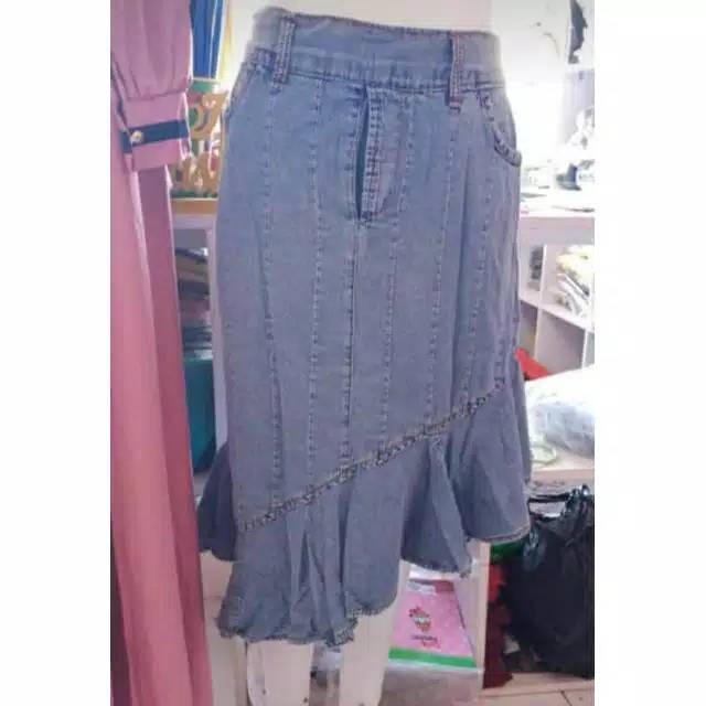 Rok jeans wanita/flare skirt jeans