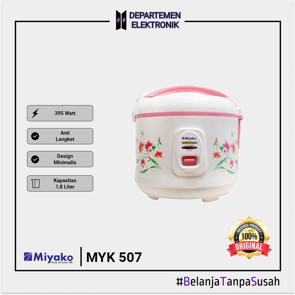 Miyako MCM 507 Magic Com / Rice Cooker / Penanak Nasi 1.8 Liter 3in1 395 Watt MURAH BANGET / GARANSI RESMI