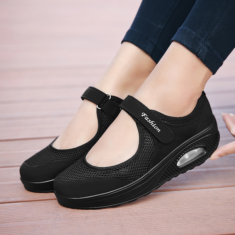 Kano Wanita Platform Sneaker Musim Panas Kebugaran Mesh Pelangsing Sepatu Olahraga Wanita Tinggi Meningkatkan Sepatu