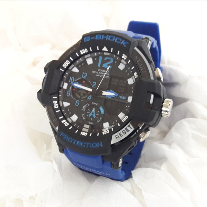 TERMURAH G SHOCK GA 1100 GSHOCK GA1100 PESAWAT TALI BIRU   Biru Diskon