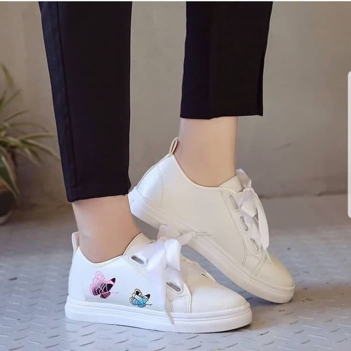 Andrea Sally Sneakers Shoes | Sepatu Kets Trendy Casual Tali Kain Wanita Warna Putih