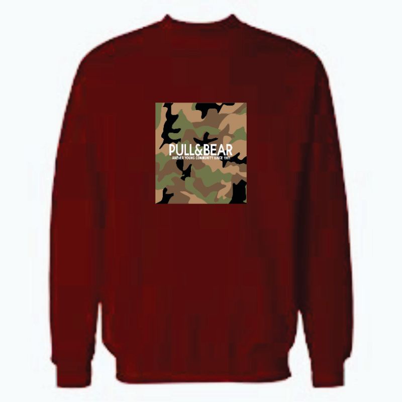 CREWNECK PULL&amp;BEAR CAMO SWEATSHIRT PRIA WANITA PREMIUM QUALITY