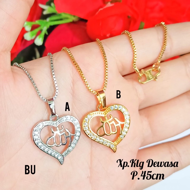 KALUNG TITANIUM Dewasa Bentuk love berlafad Allah SWT,Gold&amp;Silver tidak karat *COD*