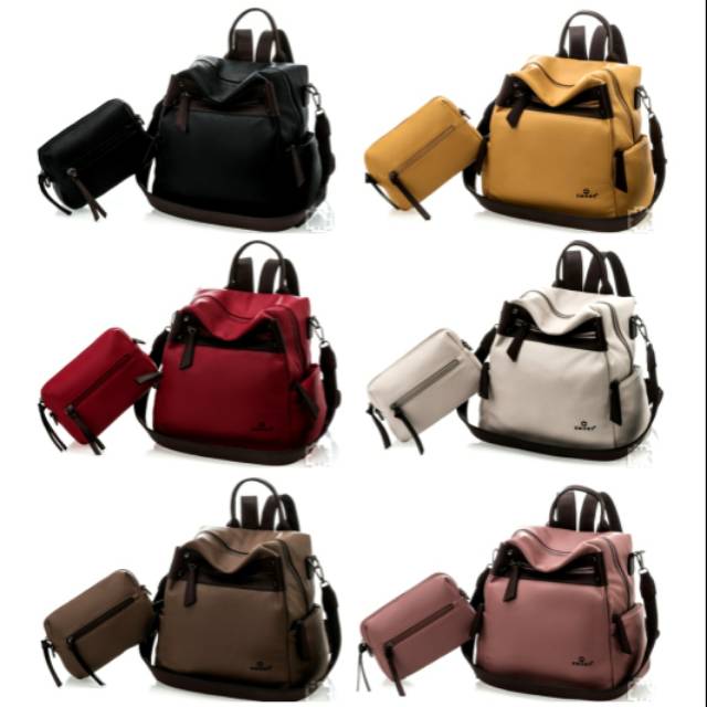 GIBD EMORY Valerya 2IN1 06EMO 3072 MULTIFUNGSI TAS RANSEL WANITA IMPORT RANSEL SELEMPANG + CLUTCH
