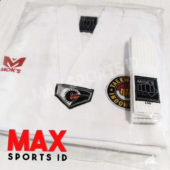 Terbaru Dobok Moks Young Fighter Pemula Seragam Taekwondo Kerah Putih Diskon