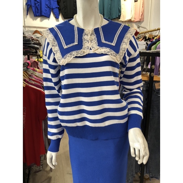 BAJ BIRU ELEKTRIK | SET ROK RAJUT | ROK DUYUNG