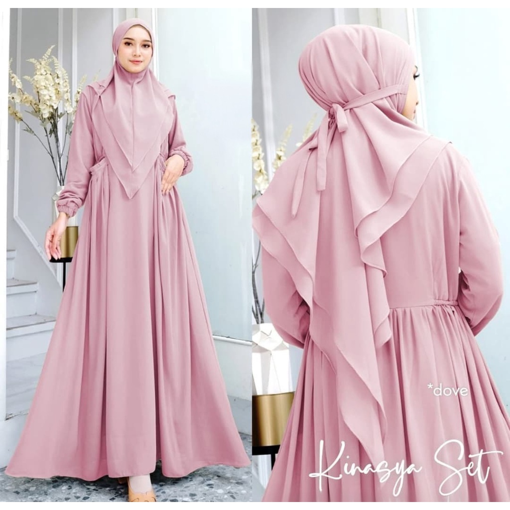 Kinasya Syari Set (+HIJAB) / BAJU DEWASA MURAH TERBARU 2021 / Gamis Kondangan