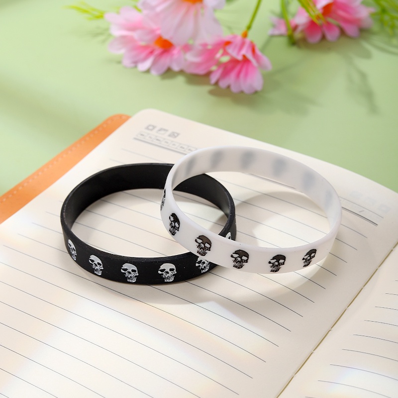 Gelang Bahan Silikon Gaya Punk Hip-hop Untuk Pria Dan Wanita