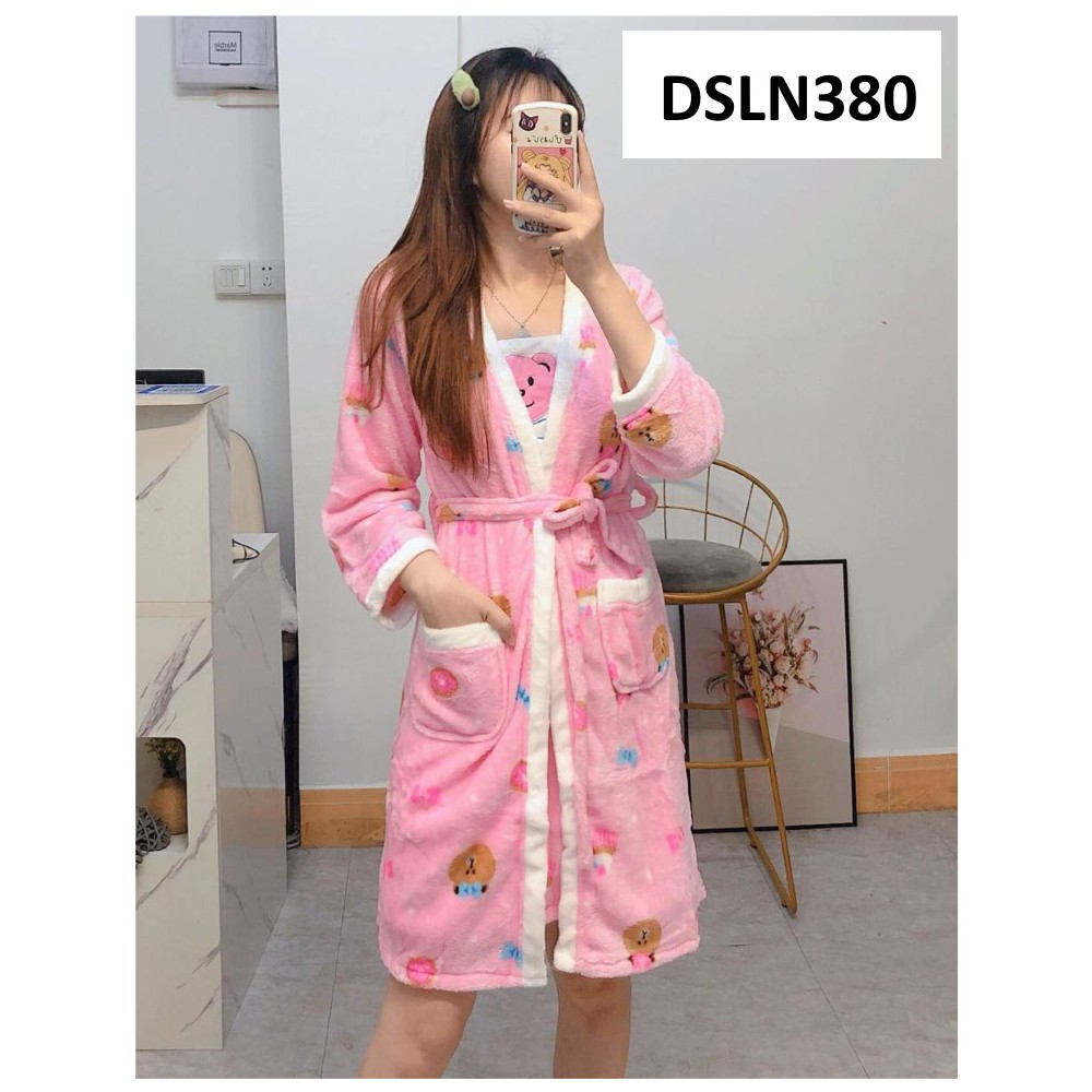 Daster Tanktop Kimono Bear Pink