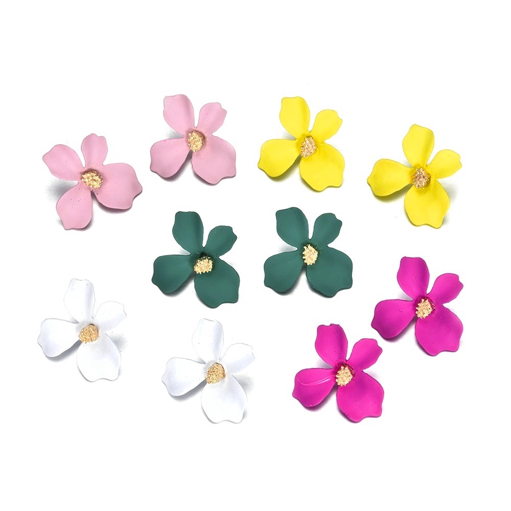 Anting Bunga Permen Warna Manis / Statement Earrings Candy Color Flower Sweet Ear Studs-Won