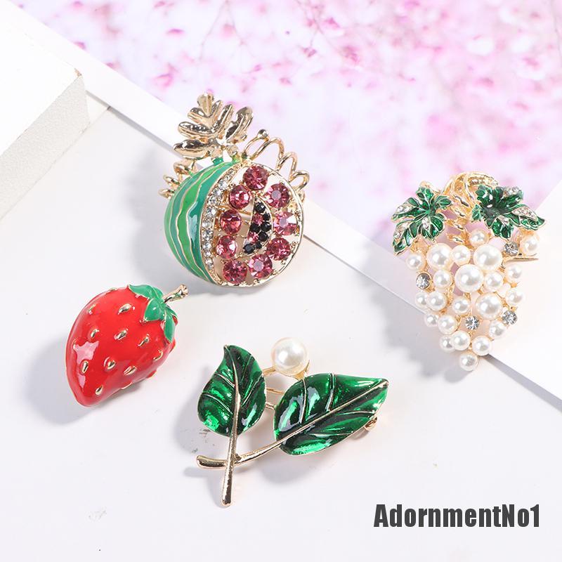 (Adornmentno1) 1pc Bros Pin Bentuk Buah Aksen Mutiara Imitasi Bahan Alloy Untuk Wanita