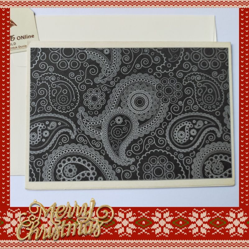 

10KARTU NATAL GREETING CARD GIFTCARD PERORANGAN PERUSAHAAN KOMUNITAS KELUARGA INSTANSI KANTOR KOMUNITAS DLL BATIK76 MOTIF PAISLEY SILVER BLACK PEMESANAN DI TOKO JOSSMART