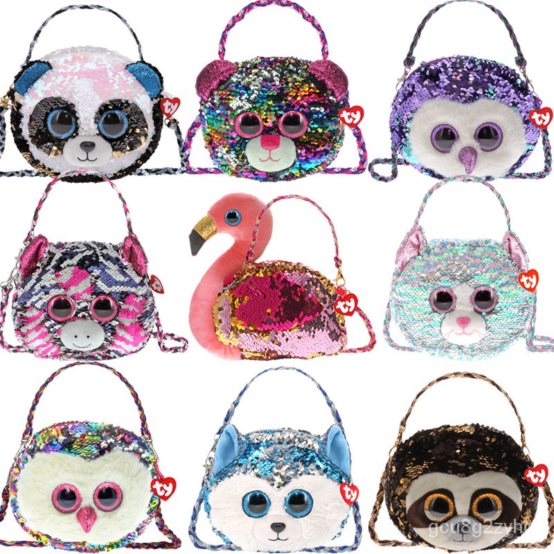 Ty Big Eyes Beanie Animal Package Cute Girl Plush Owl Dog Unicorn Flamingo Coin Purse Toy Card Holde