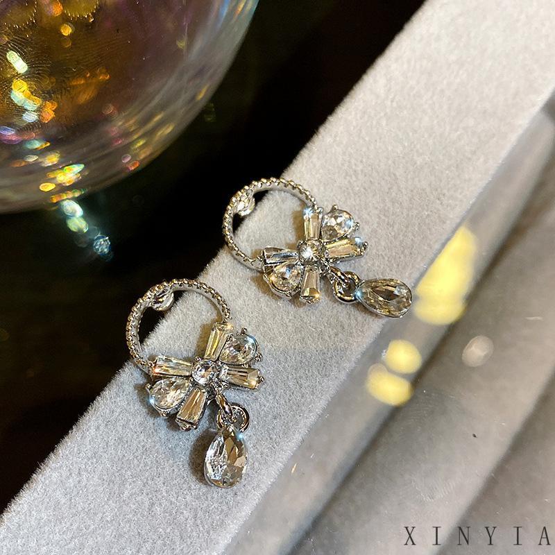 【COD】Anting Berlian Imitasi Bentuk Pita Untuk Wanita Anting Berlian Imitasi Bentuk Pita Untuk Wanita