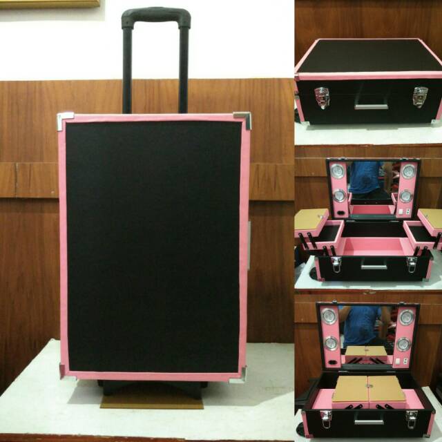 Beautycase Atau Koper Make Up Hitam Kombinasi Lampu Led 4