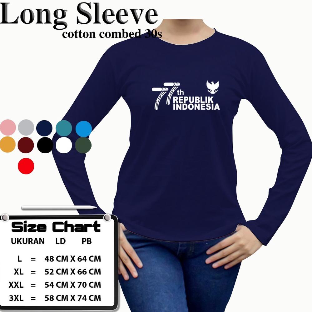 Bgg31au22в • KAOS WANITA HUT RI 77 KAOS LENGAN PANJANG HUT RI 77 ATASAN WANITA LENGAN PANJANG HUT RI