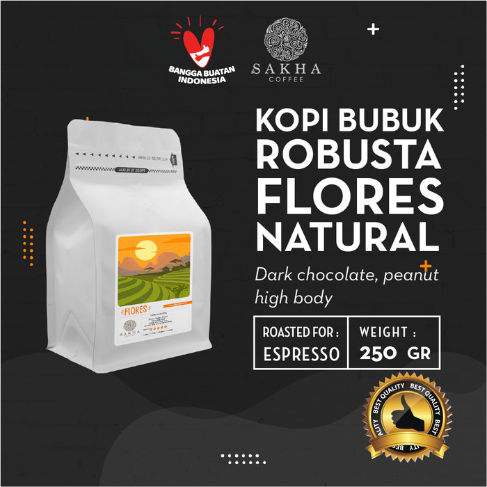 

Kopi Bubuk Robusta Flores Roasted For Espresso 250 Gram - SAKHA COFFEE - KBRFLO250