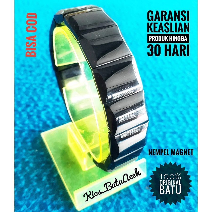 Gelang Batu Giok Hitam Black Jade Original Asli Aceh Cembung Cutting
