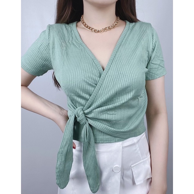 Luna bow Top 075 / Crop top wanita / atasan rajut