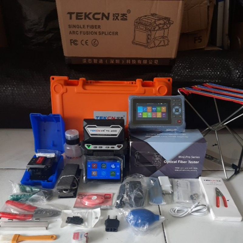 Paket Splicer TEKCN TC-400 & OTDR Mini s760 Pro Series Touchscreen