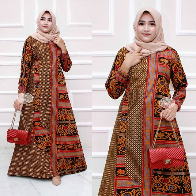 Batik gamis motif songket kombinasi
