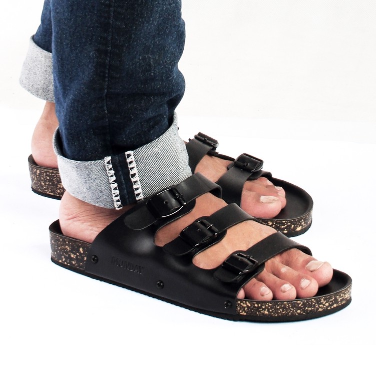 Licht Black | 39-45 | Sandal Strap Kulit Santai Casual Ori Pria Cowok Sendal Original | FORIND x Story of Monday Mndy