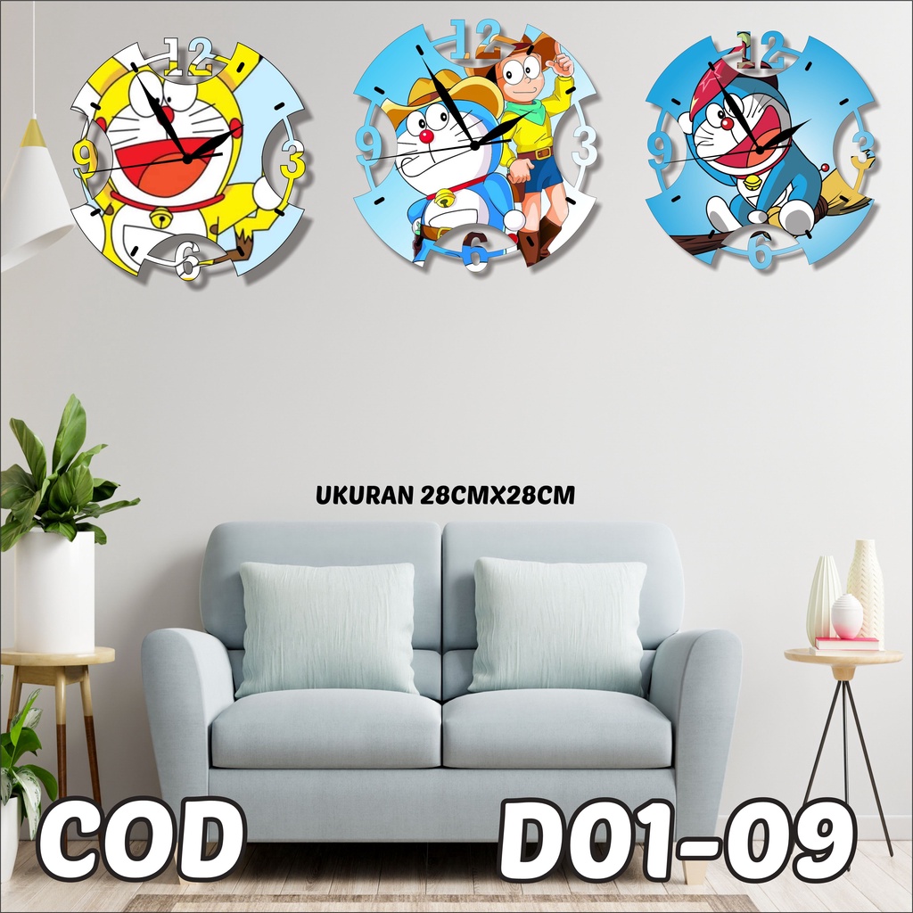 JAM DINDING DORAEMON LOGO ANIME KARTUN KAYU UNIK
