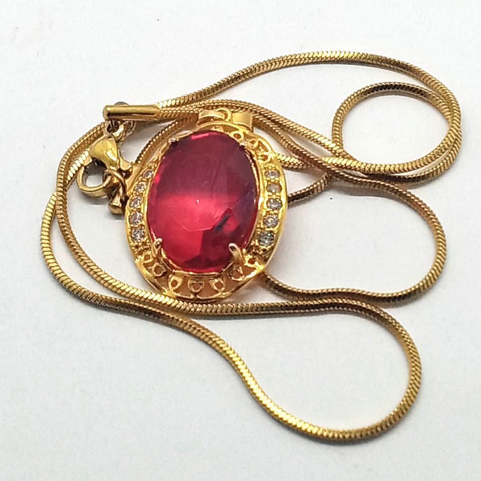 kalung dan liontin titanium liontin batu diamon merah