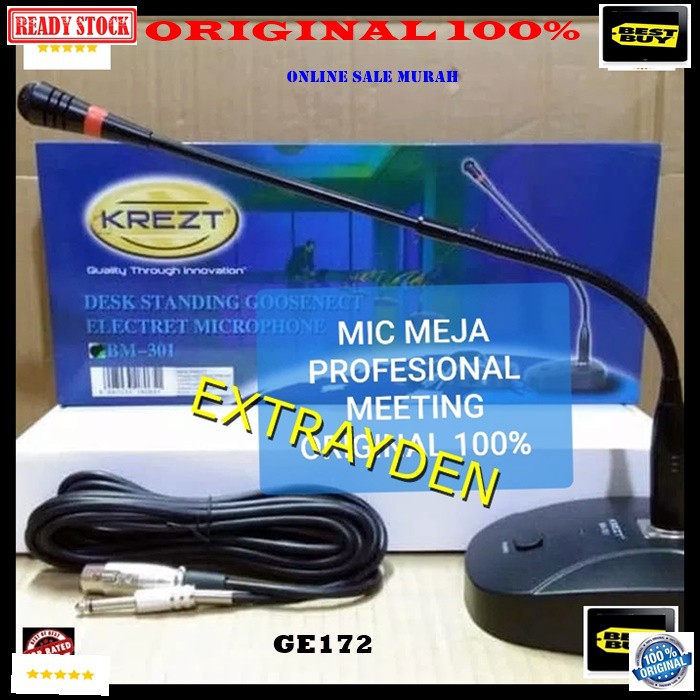 G172 Krezt original 100% mic meja condenser mik table desk standing electret condesor microphone meeting pidato mikrophone podium mimbar peka sensitif ori asli profesional pro audio sound sistem meting vokal vocal panggung dj studio  PAKAI MIC INI SUARA B