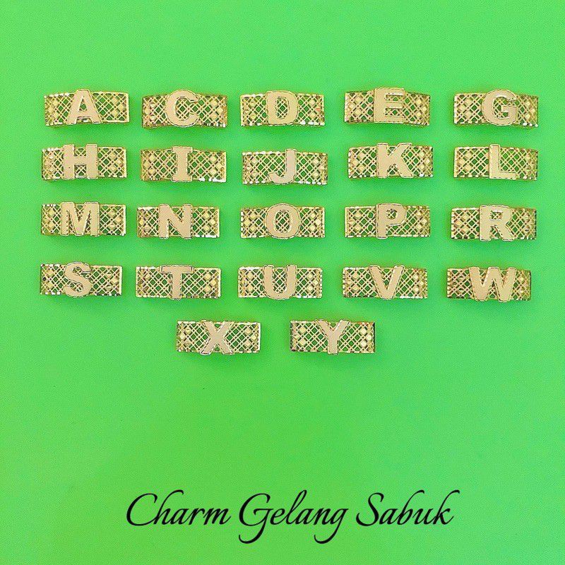CHARM HURUF BELT SABUK ABJAD LIONTIN HIASAN MAINAN GELANG GESPER T U V W X Y KADAR 375 BG