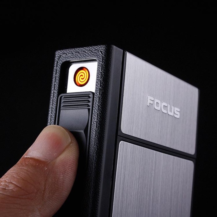 Firetric FOCUS Kotak Rokok 20 Slot dengan Korek Elektrik Removable