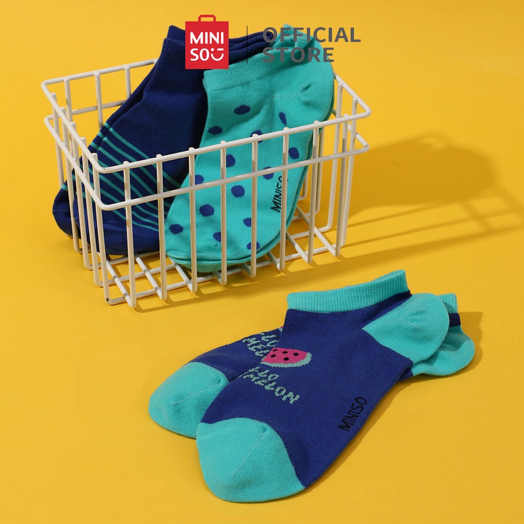 Miniso kaus kaki wanita Ankle Socks Kaos Kaki No-Show Semata Kaki Wanita (3 Pasang)-1