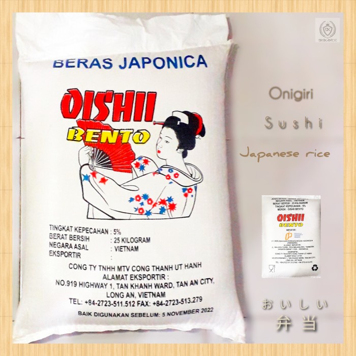 

gr20111r Beras Jepang Oishii Bento 5Kg Repack Sv012Ss