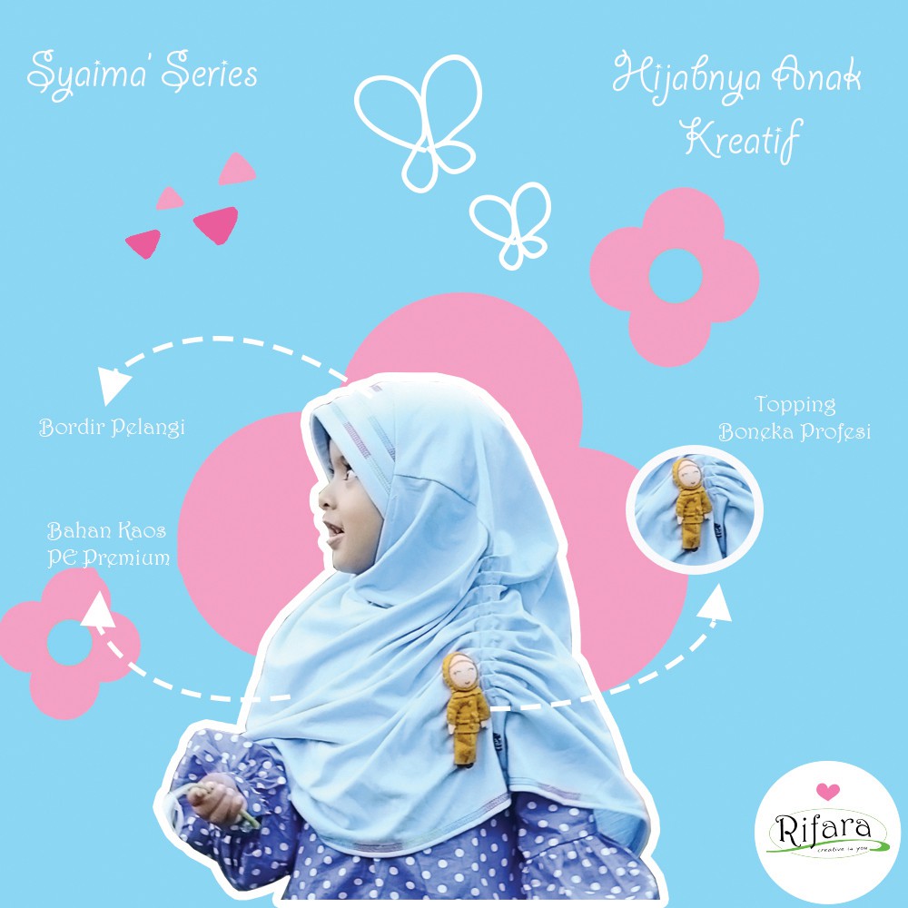 Jilbab Anak RIFARA SYAIMA ( Size L dan XL ), Jilbab Toping, Jilbab Unik