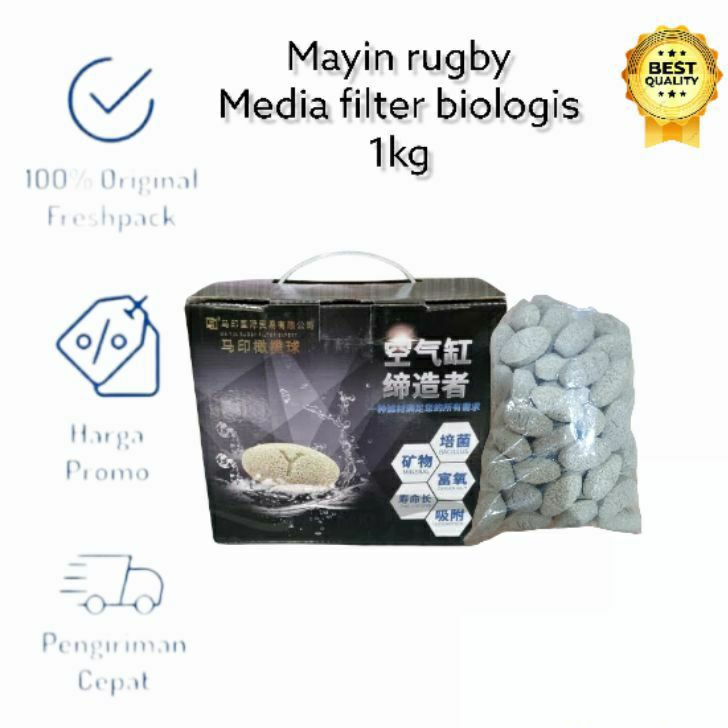 MAYIN RUGBY 1KG MEDIA FILTER BIOLOGIS RUMAH BAKTERI BIO AQUARIUM KOLAM AQUASCAPE